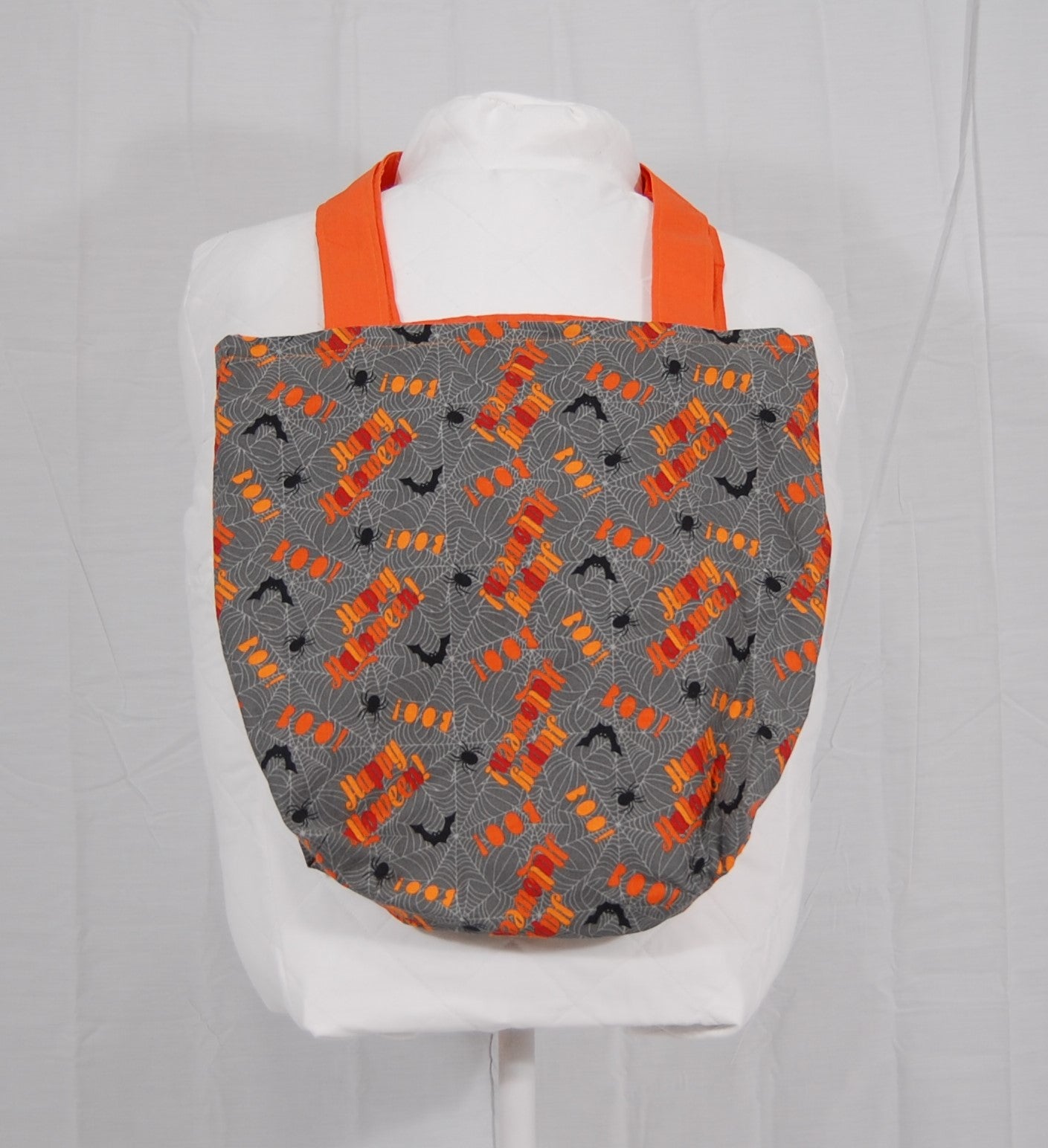 Happy Halloween Spiderweb Totebag with Orange Handles
