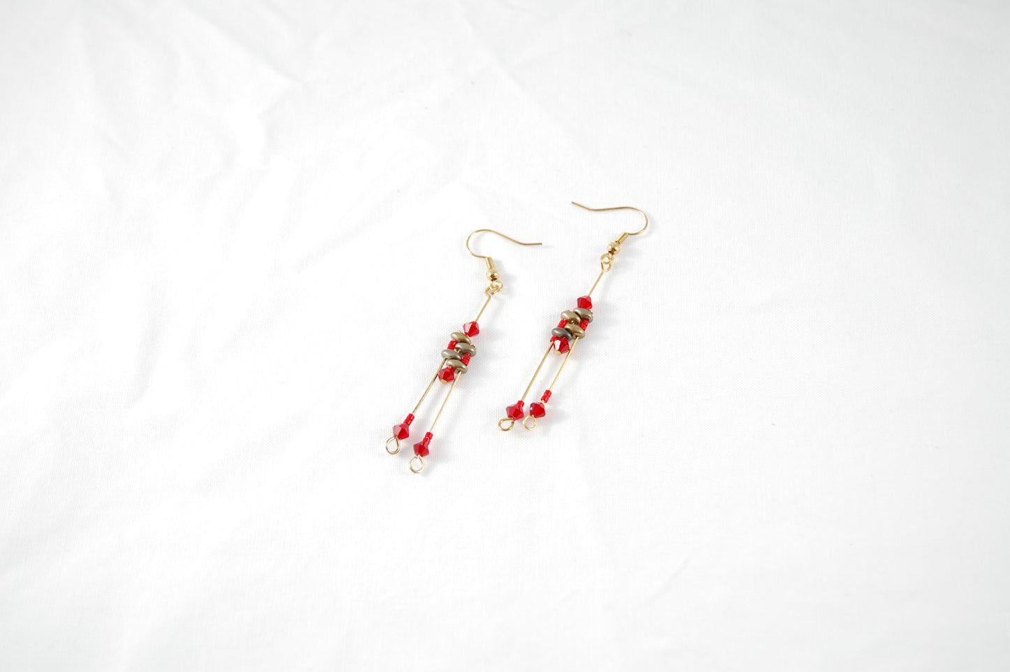 Crimson Crystal Linear Drop Earrings