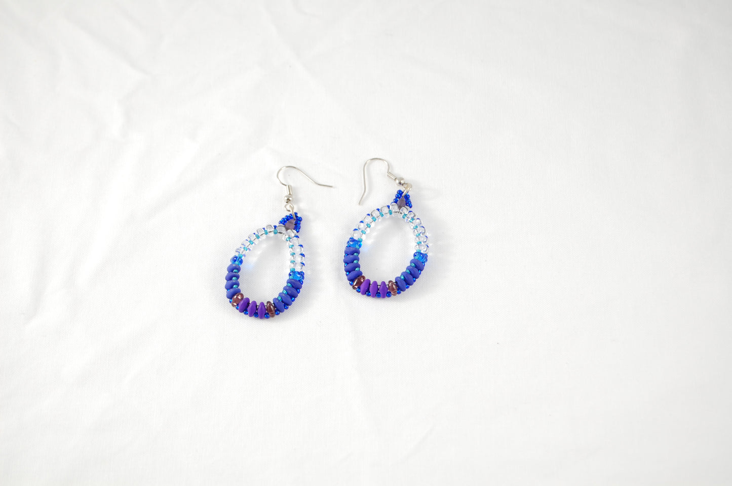 Blue Ombre Beaded Teardrop Earrings