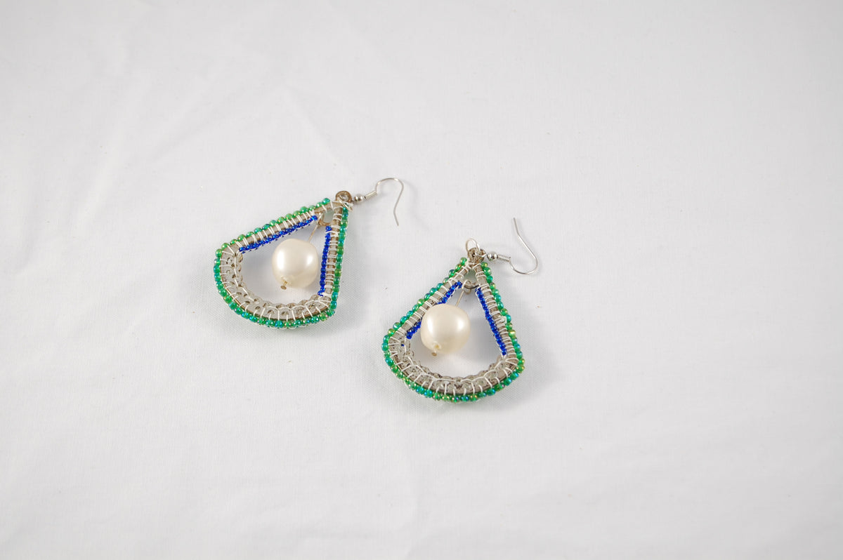 Repurposed Pearl Wirework Drop Earrings