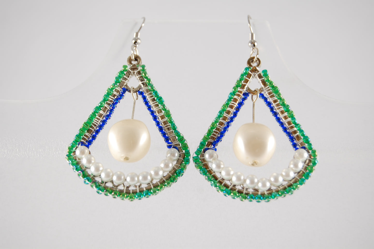 Repurposed Pearl Wirework Drop Earrings
