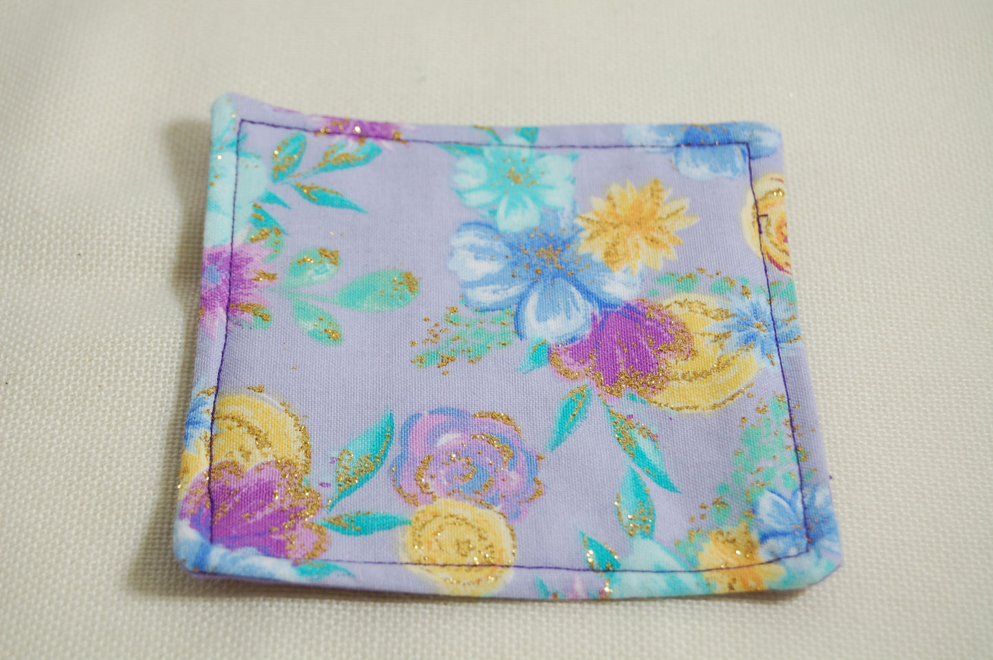 Lavender Floral Mug Rug Set – Handmade Fabric Coasters for Coffee & Tea