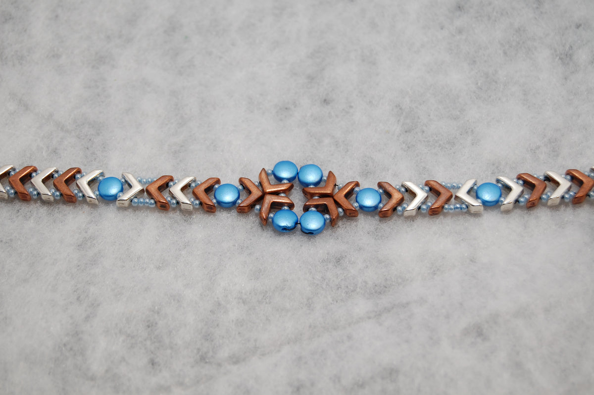 Blue & Copper Beaded Statement Bracelet