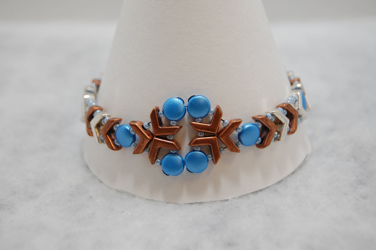 Blue & Copper Beaded Statement Bracelet