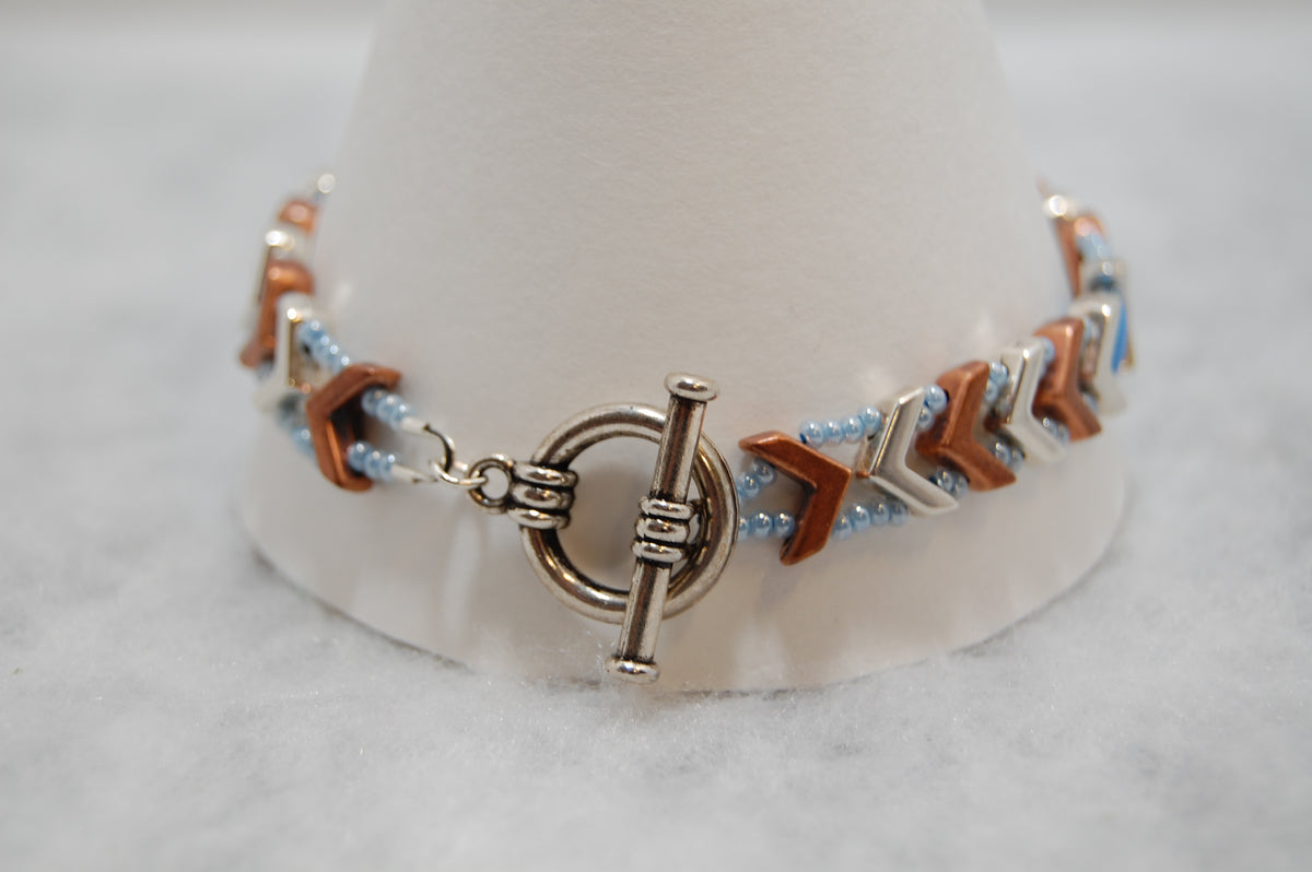 Blue & Copper Beaded Statement Bracelet