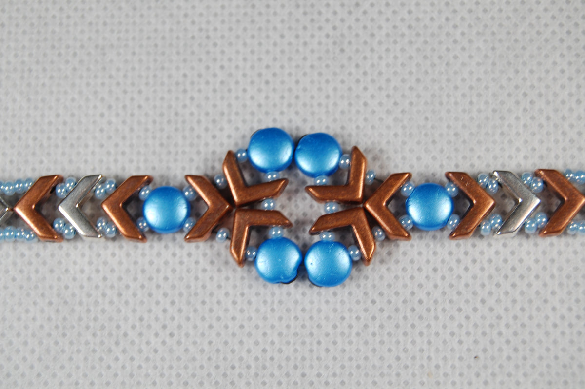 Blue & Copper Beaded Statement Bracelet