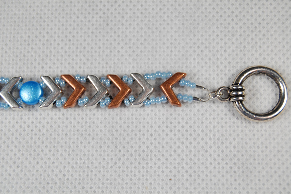 Blue & Copper Beaded Statement Bracelet