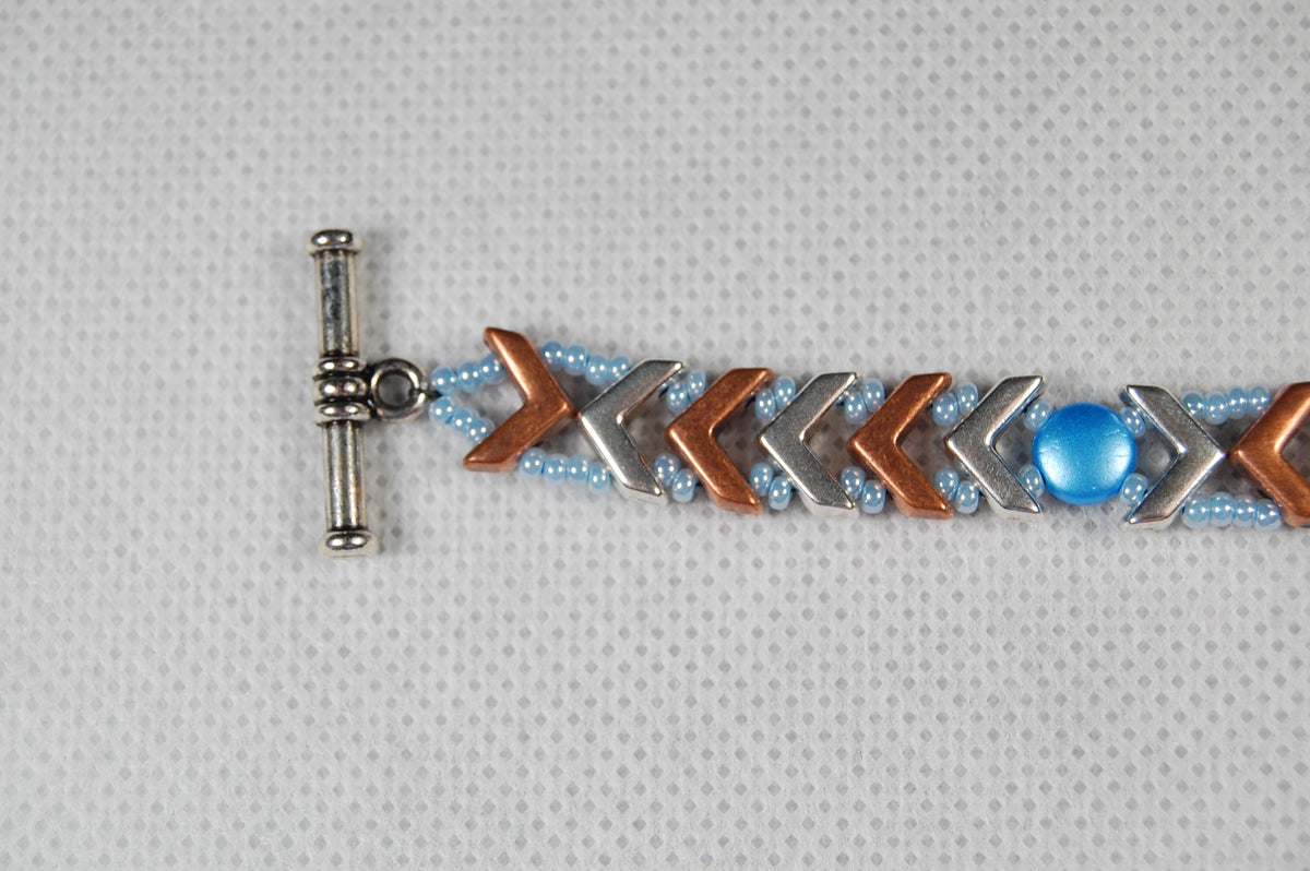 Blue & Copper Beaded Statement Bracelet
