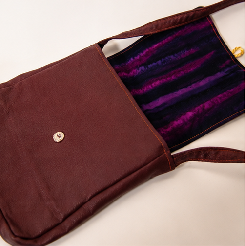 Crown Royal Peach Inspired Messenger Bag | Handmade Crossbody Purse | Upcycled Whiskey Bag Purse | Burgundy Faux Leather Shoulder Bag