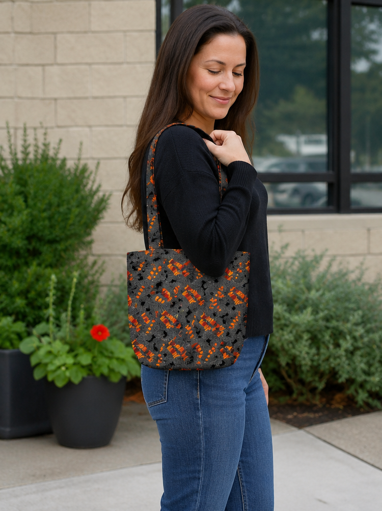Happy Halloween Spiderweb Tote Bag With Matching Handles