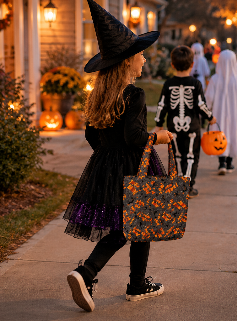 Happy Halloween Spiderweb Tote Bag With Matching Handles