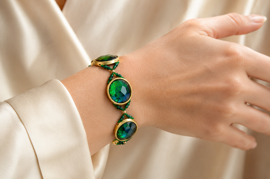 Emerald Faceted Statement Bracelet