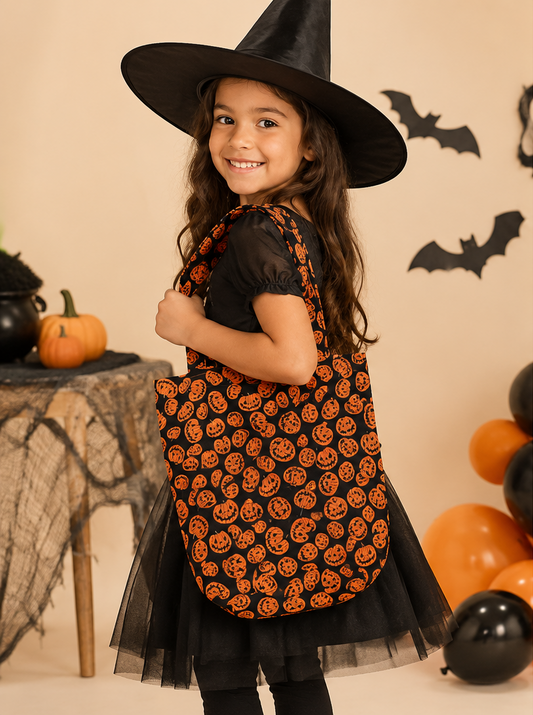 Kids Halloween Trick-or-Treat Tote Bag with Matching Handles