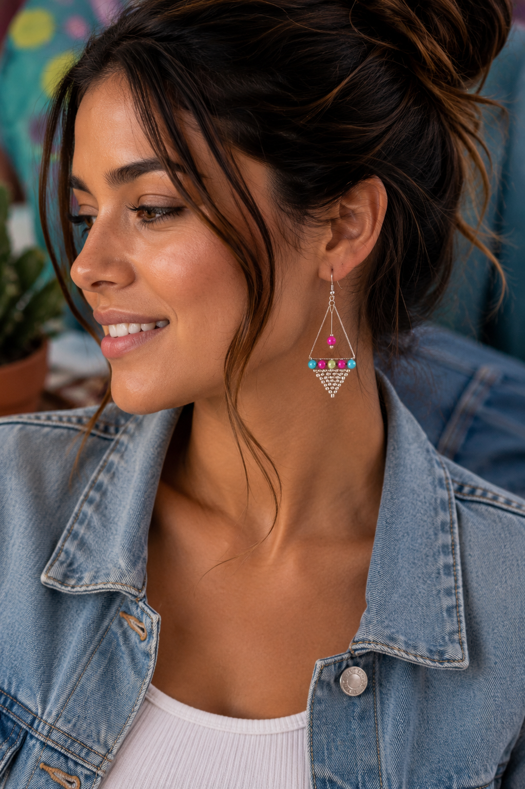 Retro Pop Geometric Drop Earrings