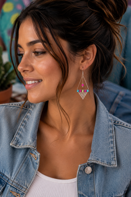 Retro Pop Geometric Drop Earrings