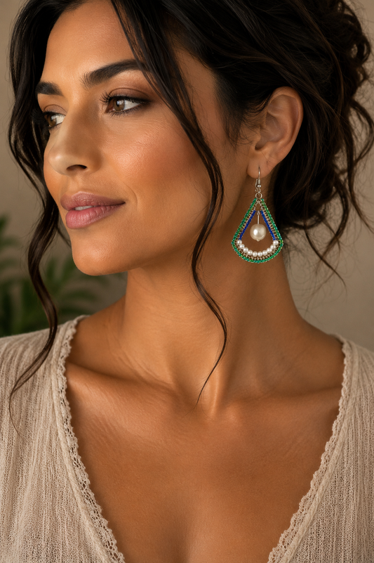 Repurposed Pearl Wirework Drop Earrings