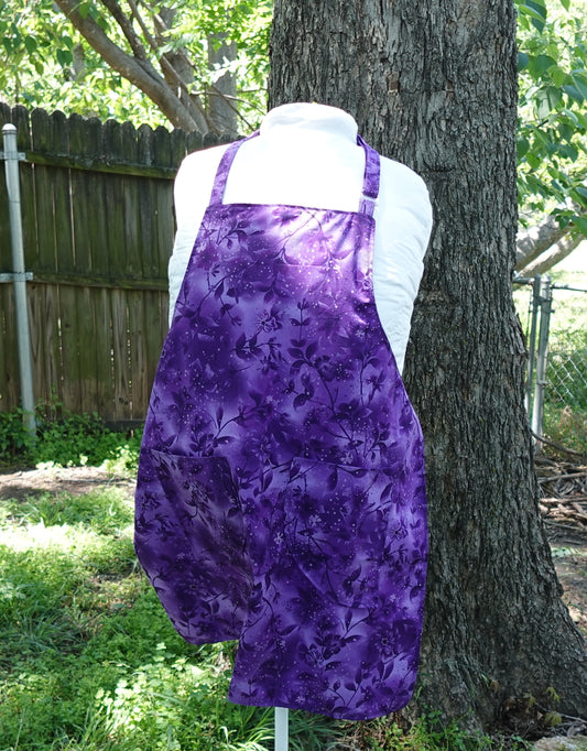 Purple Floral Handmade Pocket Apron