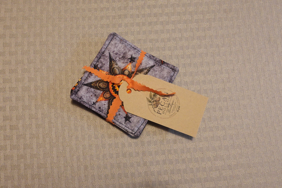 Rustic Pumpkin Quilted Coasters | Set of 4