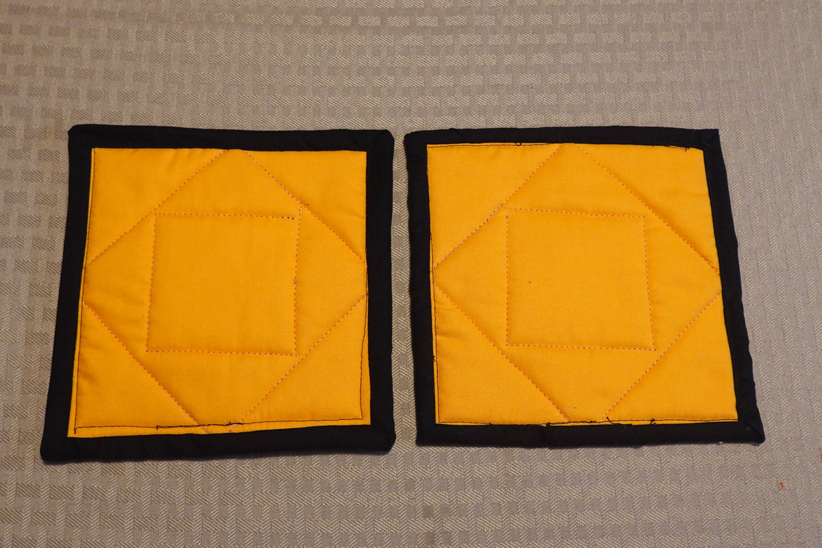Pumpkin Patch Halloween Pot Holder Set | Handmade Quilted Hot Pads | Set of 2