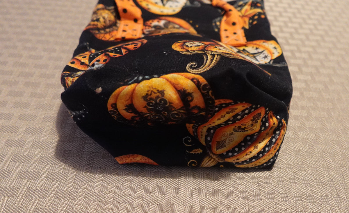 Handmade Pumpkin Print Storage Bag | Clear Front Organizer | Travel, Sewing & Project Bag