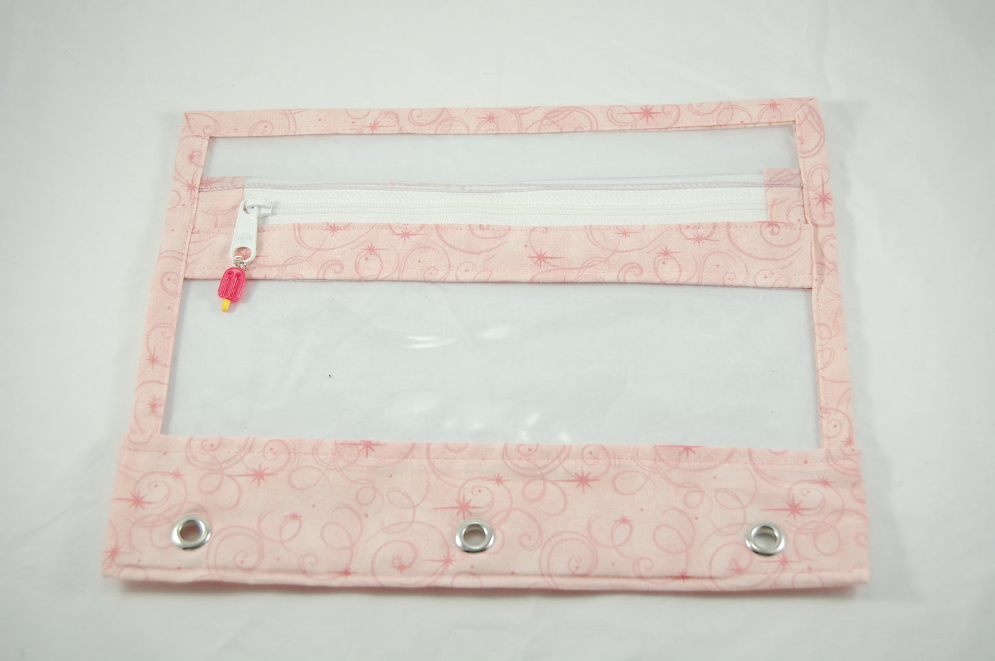 Handmade Pencil Pouch for 3 Ring Binder | Pink School Supply Organizer