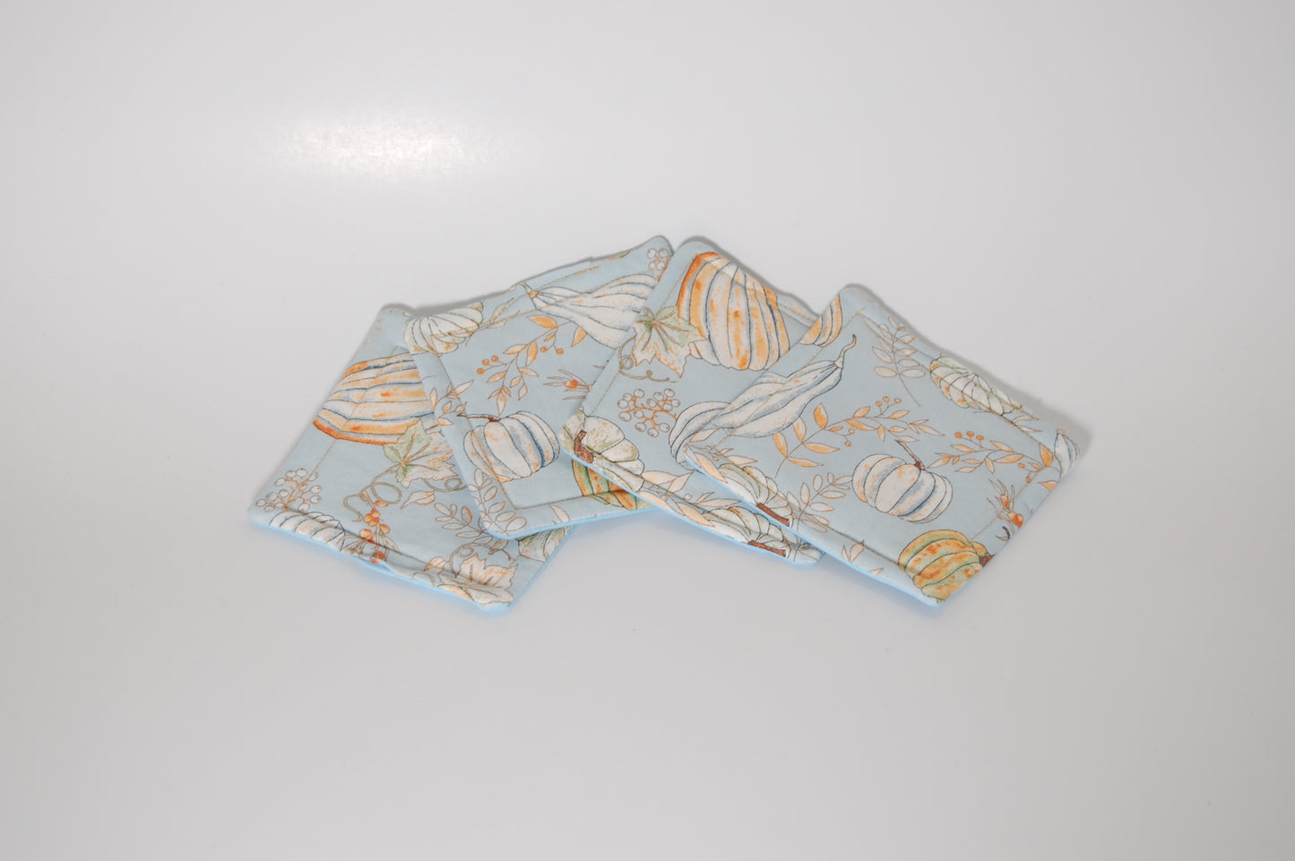 Pumpkin Patch Mug Rug Set – Handmade Fall Fabric Coasters