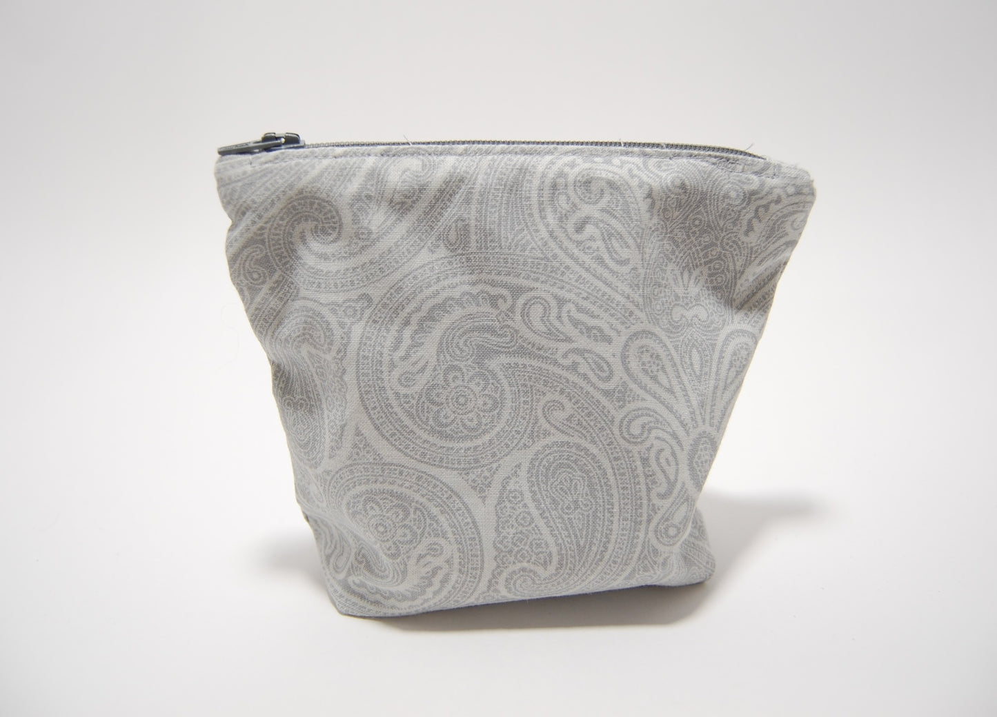 Handmade Gray Paisley Cosmetic Pouch