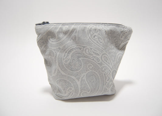 Handmade Gray Paisley Cosmetic Pouch