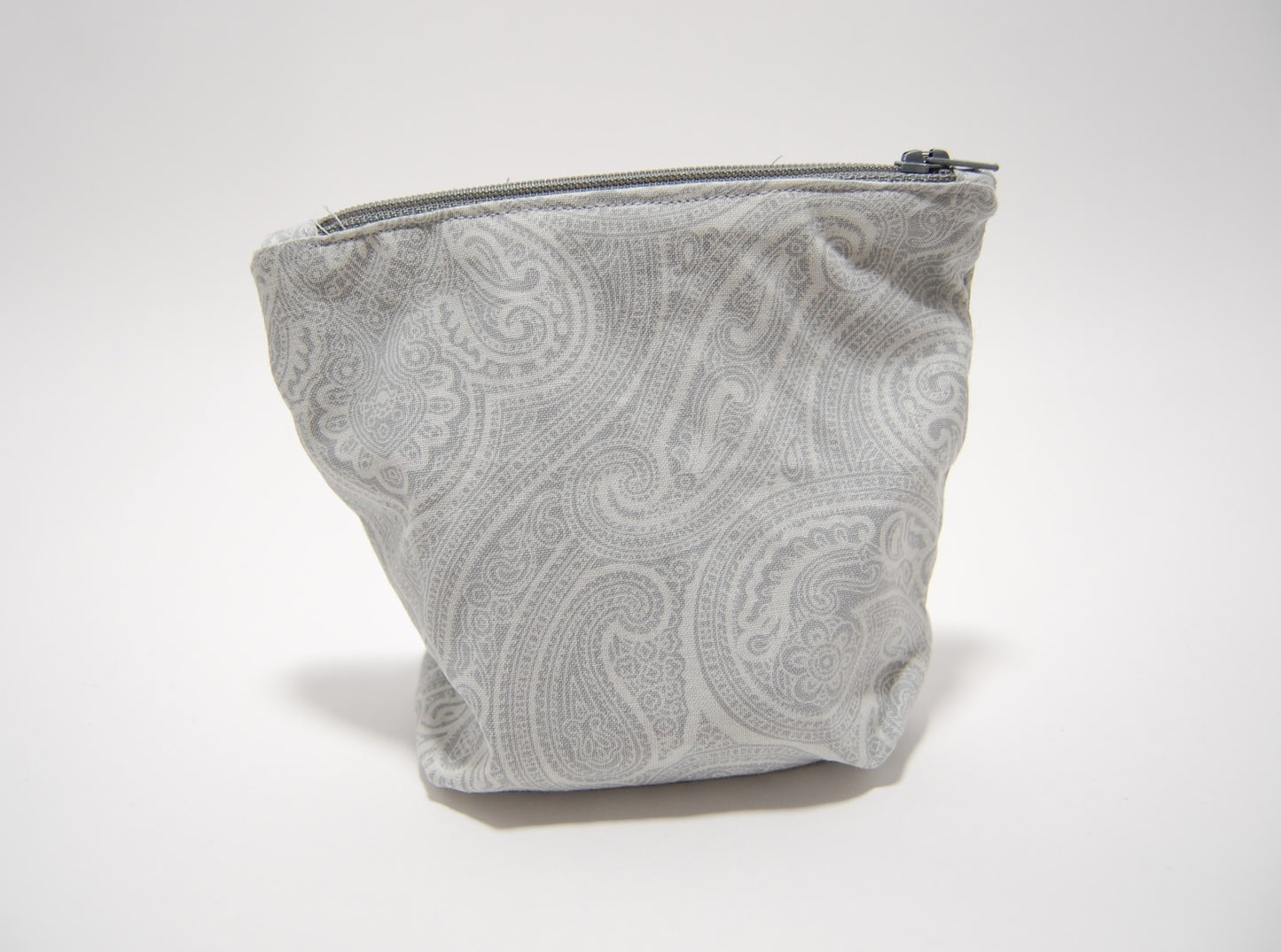 Handmade Gray Paisley Cosmetic Pouch