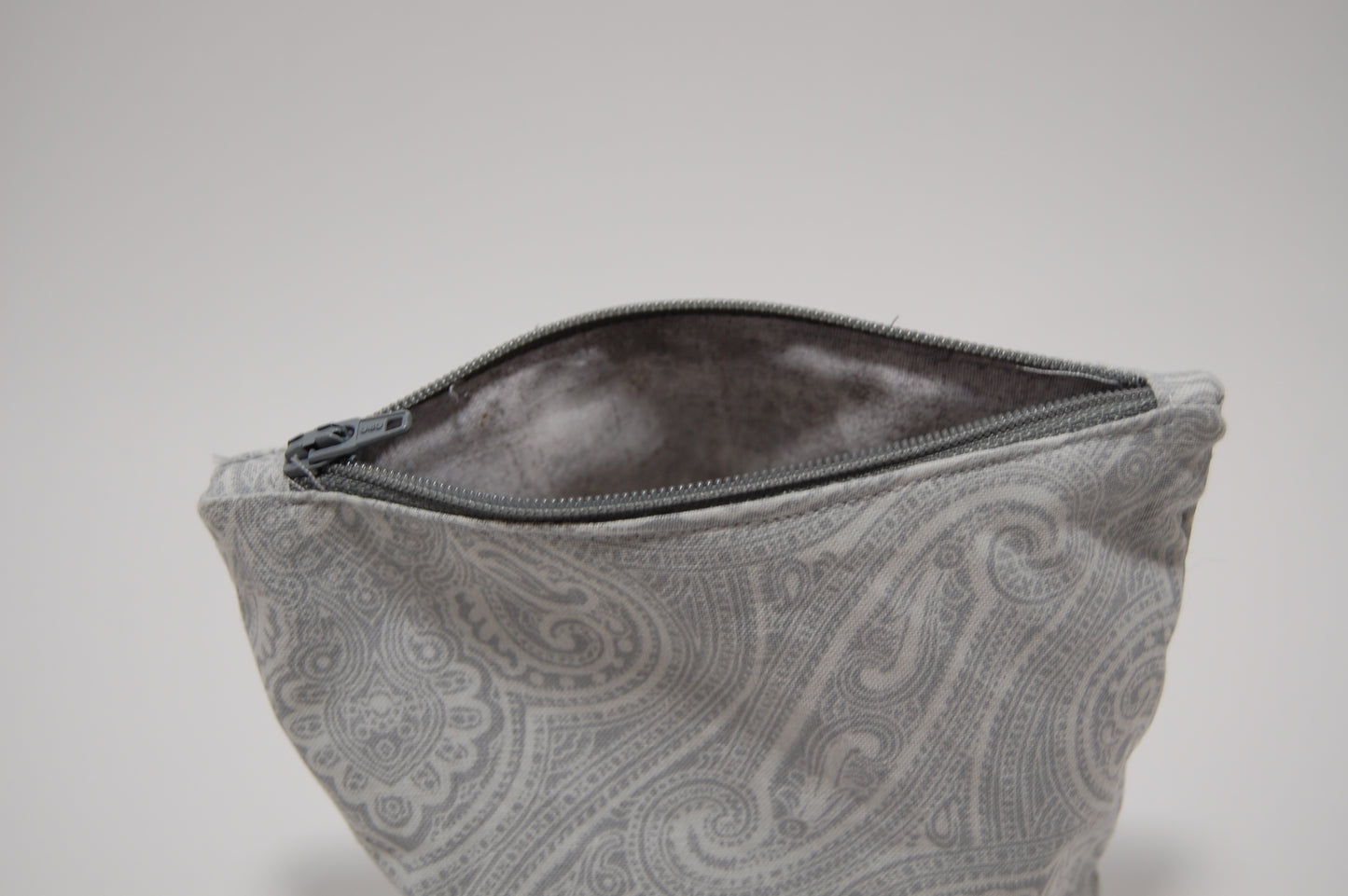 Handmade Gray Paisley Cosmetic Pouch