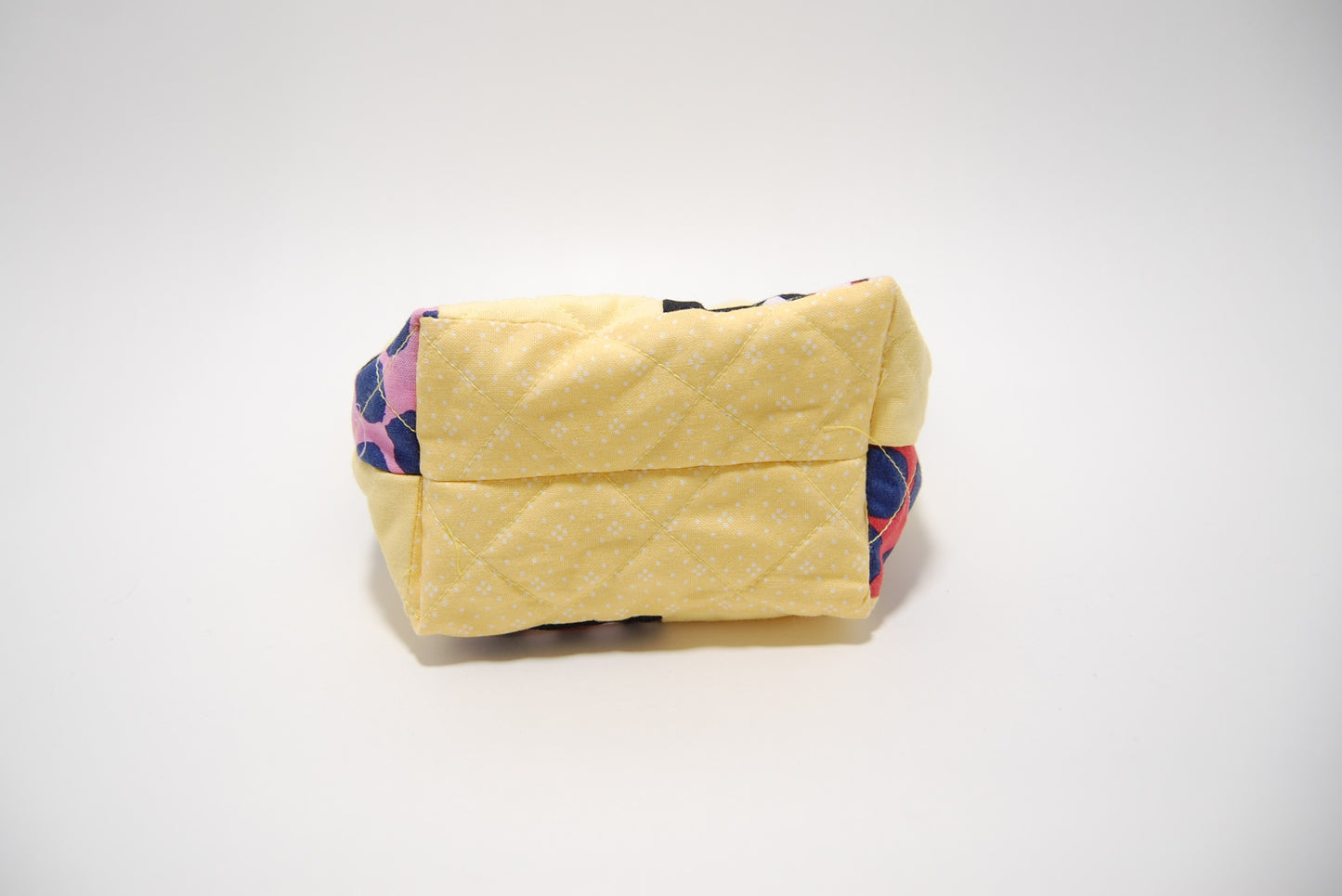 Yellow Geometric Quilted Patchwork 6" Zippered Makeup Bag/Pouch