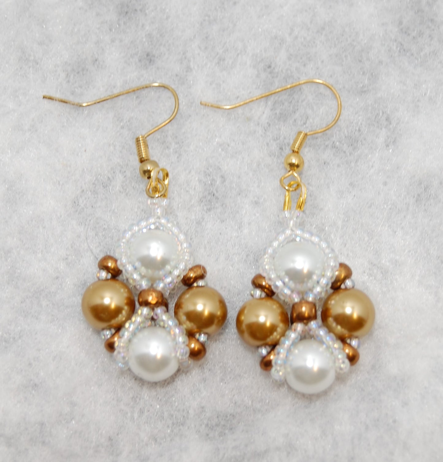 Gold & Pearl Handmade Beaded Earrings | Elegant Pearl Jewelry