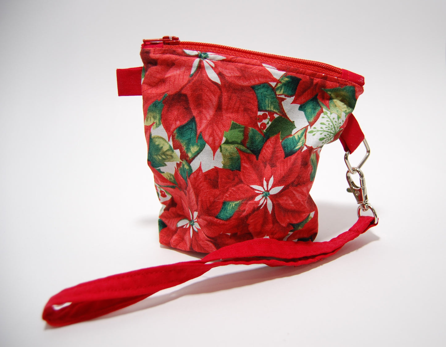 Red Poinsettia 6" Zipper Pouch with Wristlet
