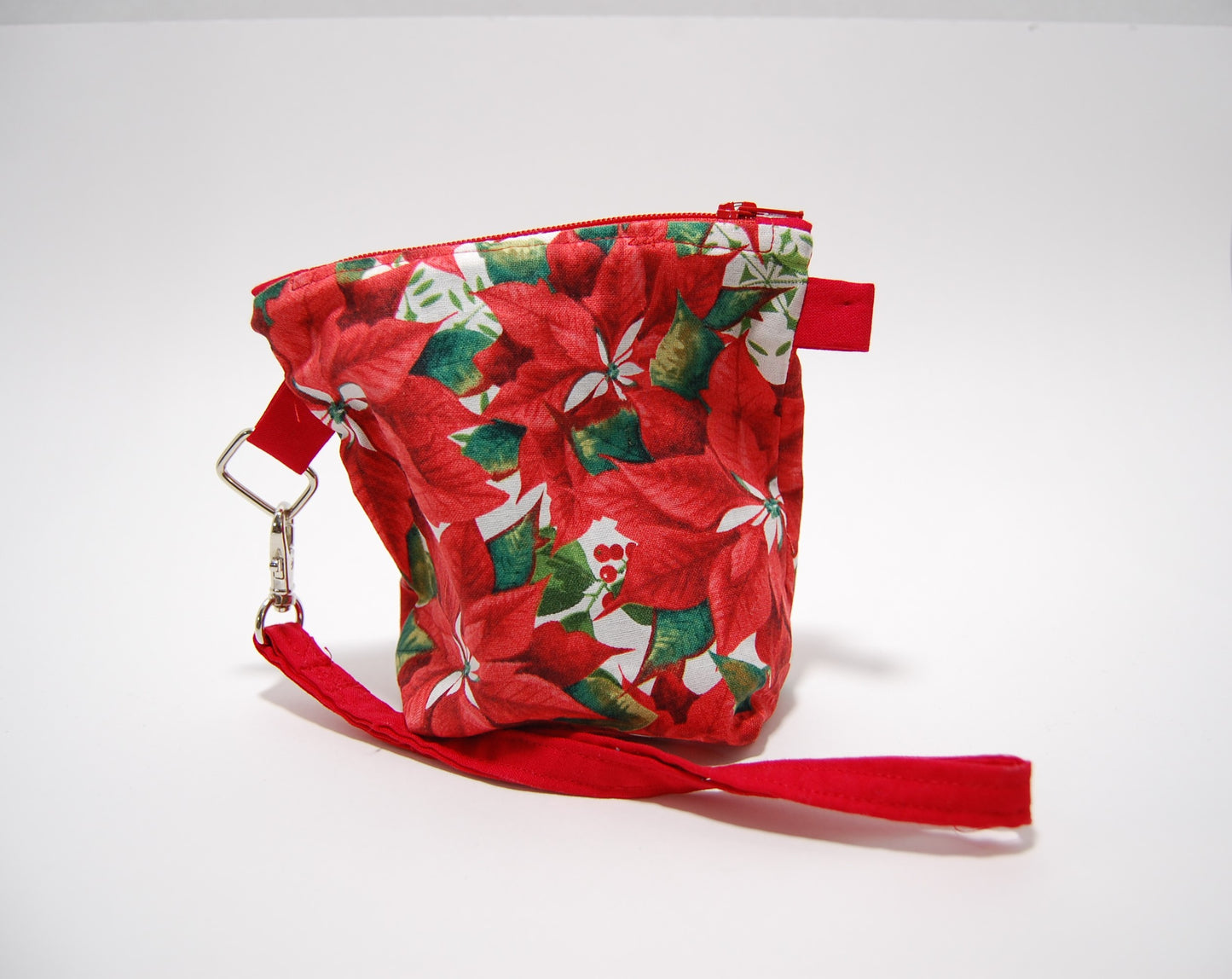 Red Poinsettia 6" Zipper Pouch with Wristlet