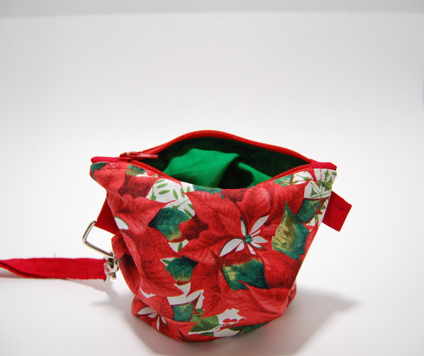 Red Poinsettia 6" Zipper Pouch with Wristlet