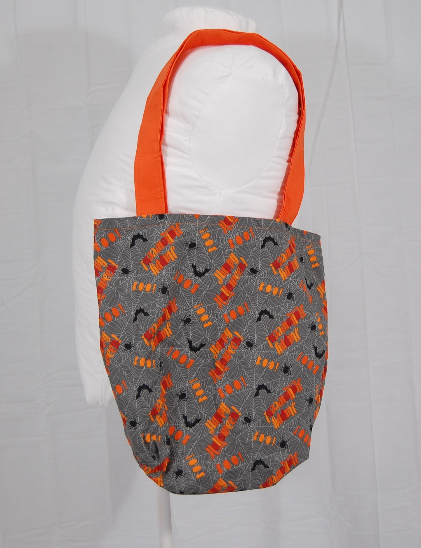 Happy Halloween Spiderweb Totebag with Orange Handles