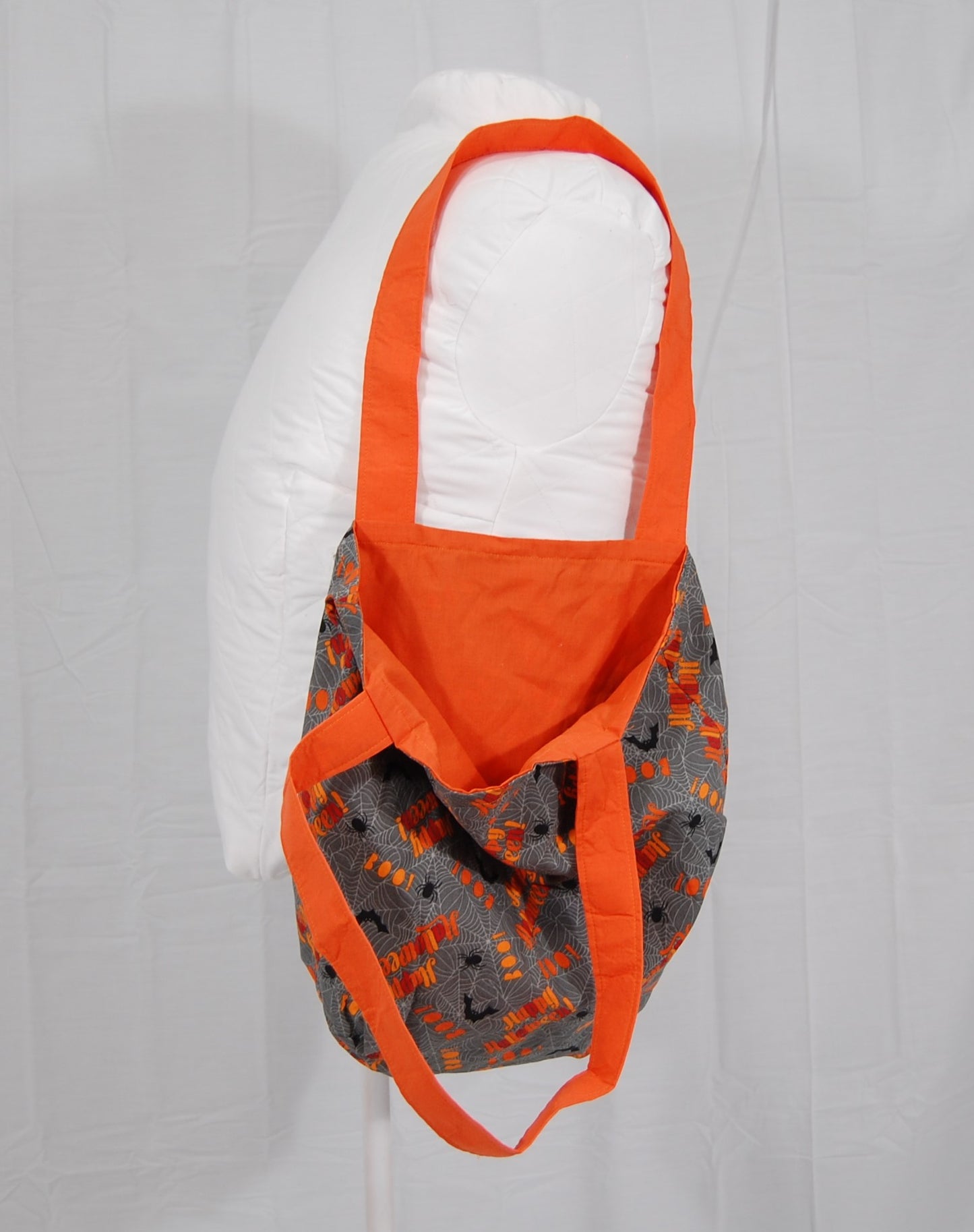 Happy Halloween Spiderweb Totebag with Orange Handles
