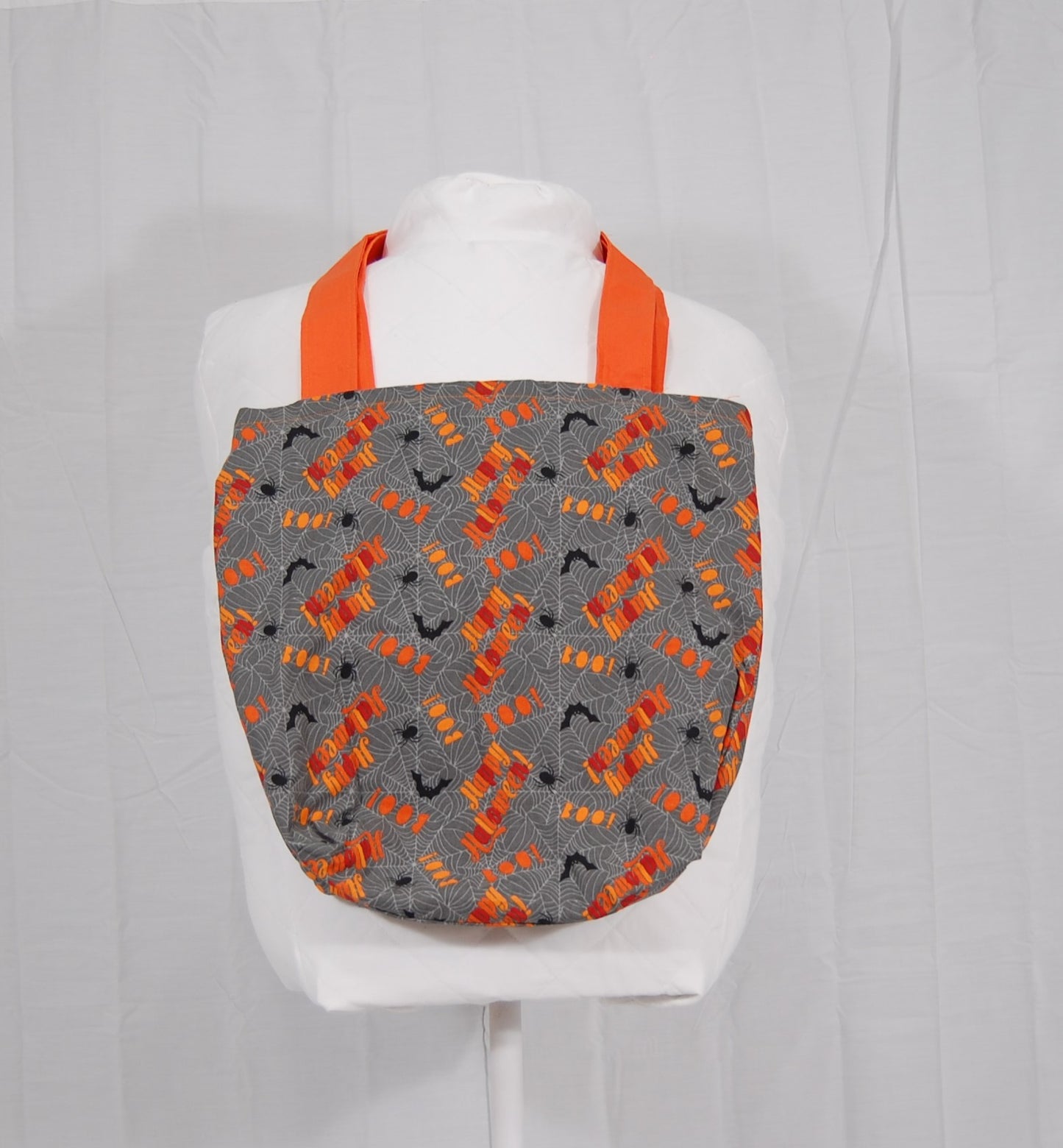 Happy Halloween Spiderweb Totebag with Orange Handles