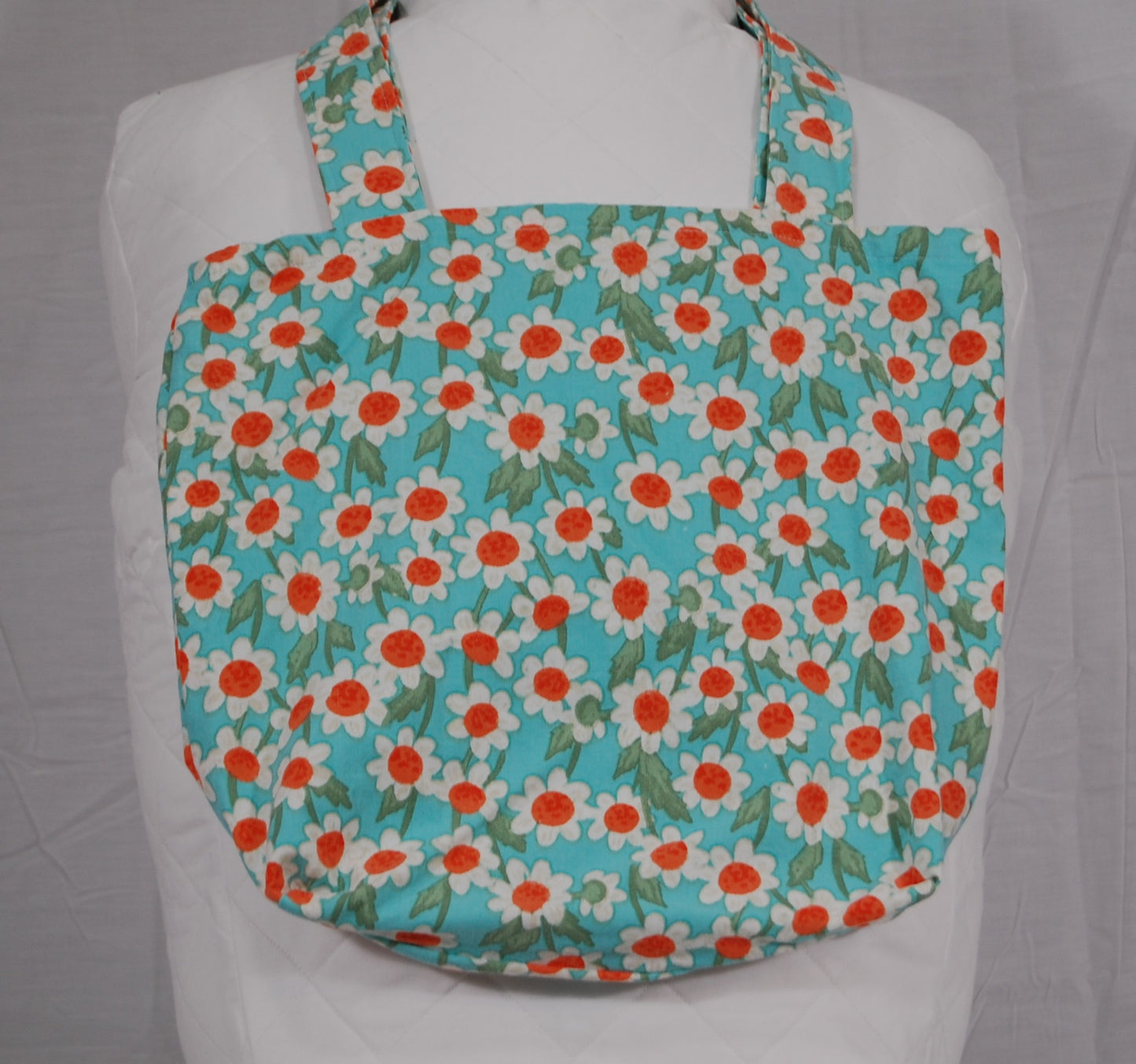 Handmade Daisy Print Tote Purse | Retro Floral Everyday Bag