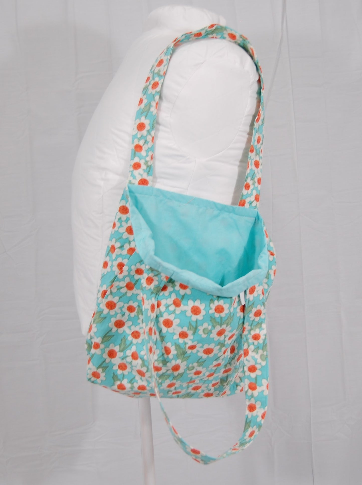 Handmade Daisy Print Tote Purse | Retro Floral Everyday Bag