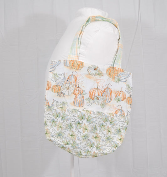 Pumpkin Patch Tote Bag | Handmade Fall Book Tote | Reusable Autumn Grocery Bag | Cottagecore Everyday Shoulder Bag
