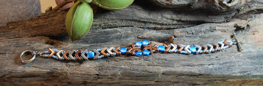 Blue & Copper Beaded Statement Bracelet