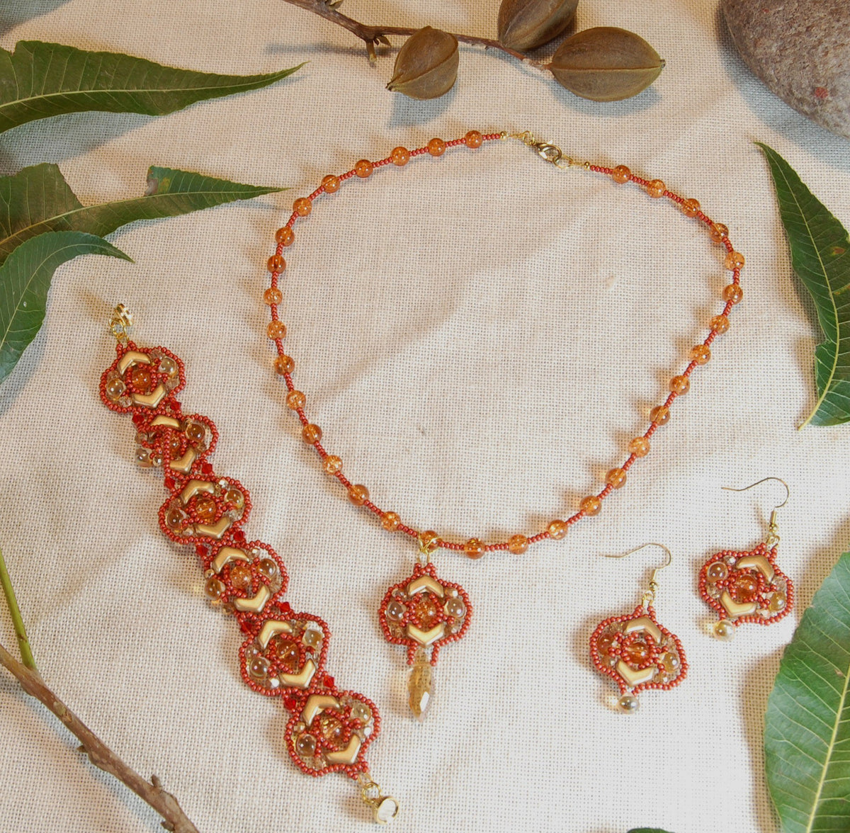 Autumn Glow Beaded Jewelry Set