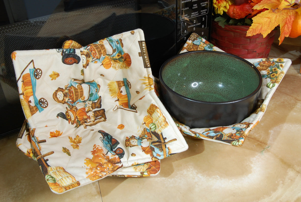 Autumn Harvest Quilted Bowl Cozies – Set of 3