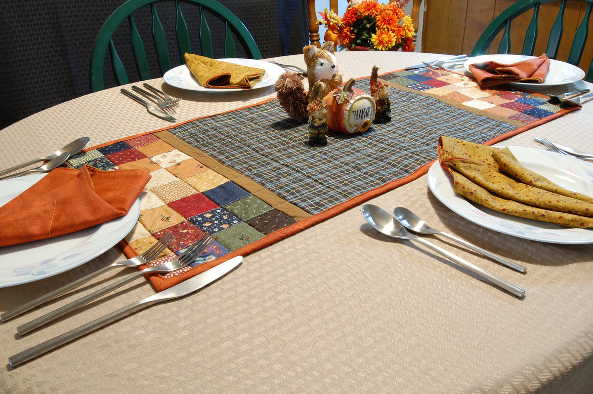 Autumn Harvest Quilted Table Runner & Reversible Napkin Set