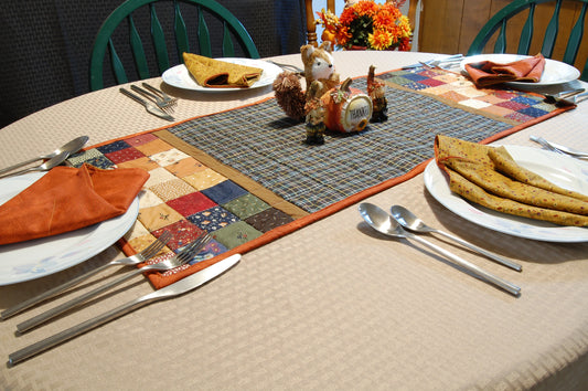 Autumn Harvest Quilted Table Runner & Reversible Napkin Set