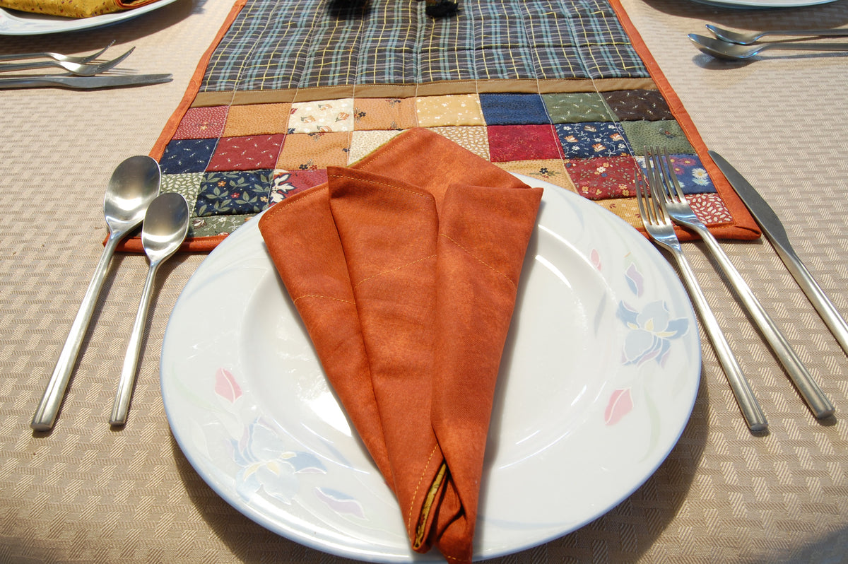 Autumn Harvest Quilted Table Runner & Reversible Napkin Set
