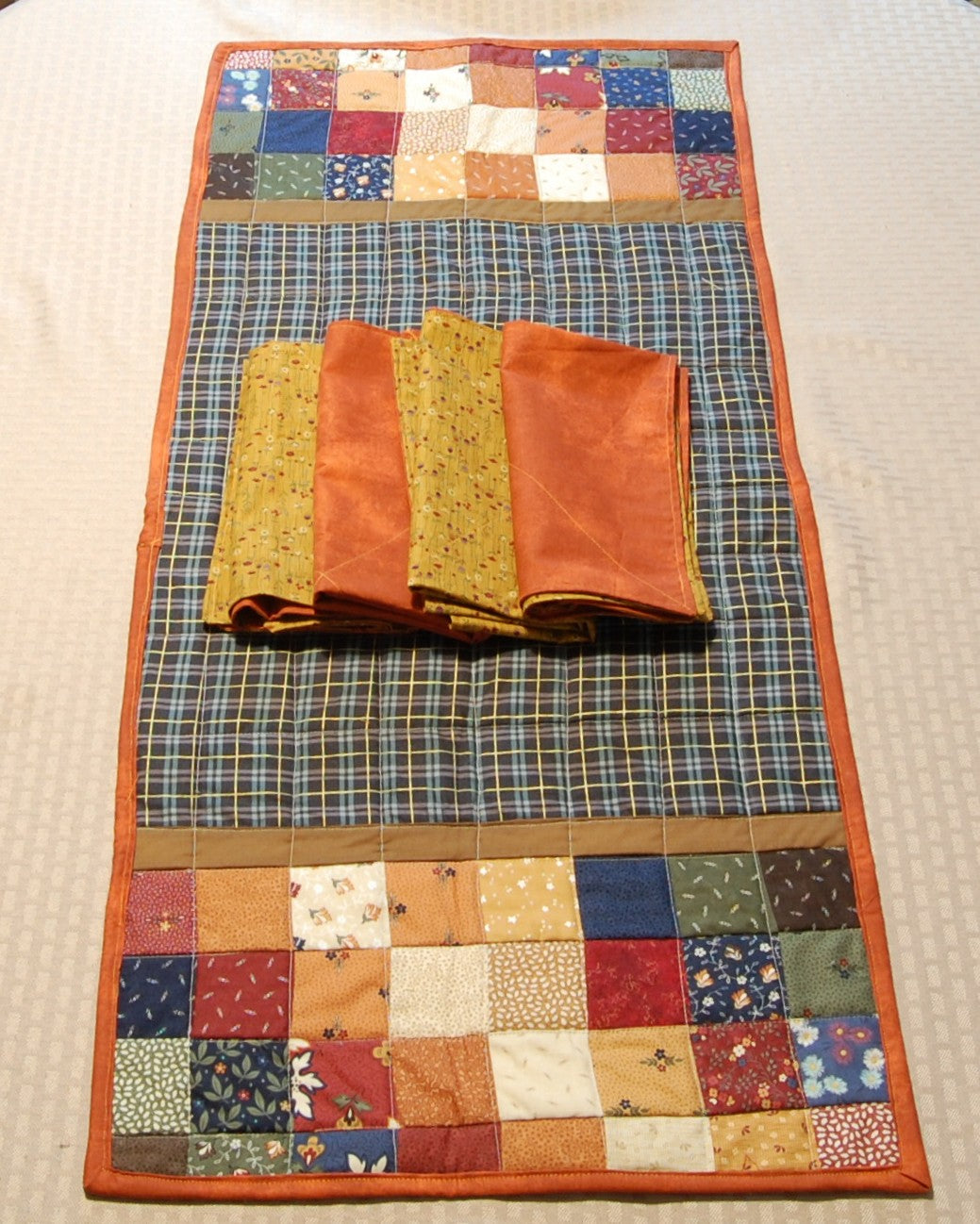 Autumn Harvest Quilted Table Runner & Reversible Napkin Set