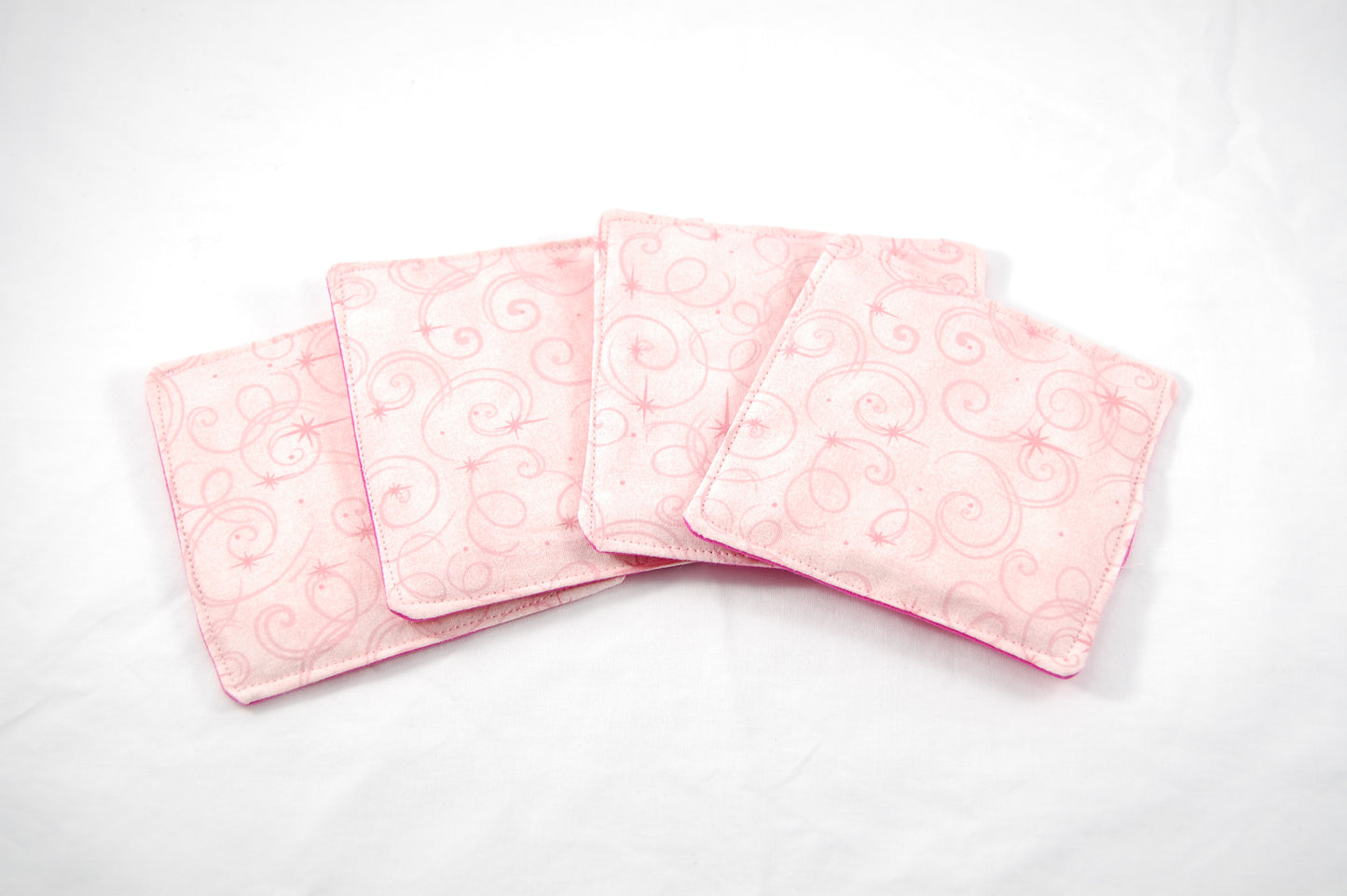 Handmade Pink Swirl Mug Rug Coaster Set