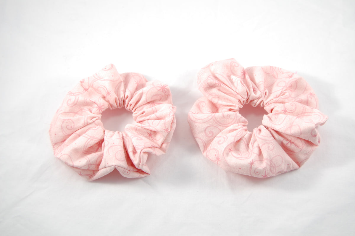 Pink Swirl Cotton Scrunchie Set